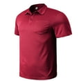 thumbnail image 5 of T-shirts for Men Plus Size under $5 Short Sleeve Turndown Collar Breathable Pocket Button Solid Color Sports Fit Breathable Blouses Wine L, 5 of 5