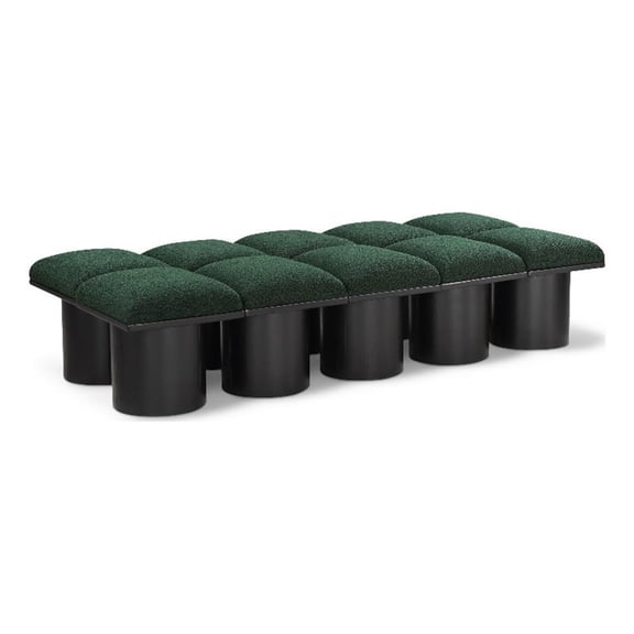 Meridian Furniture Pavilion Green Boucle Fabric Bench