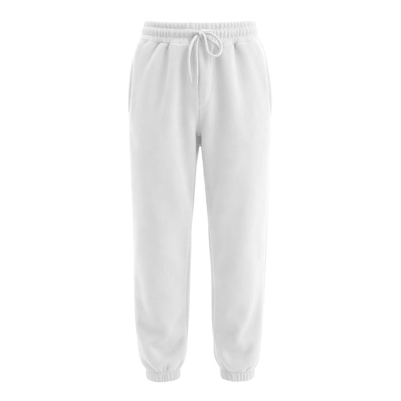 Domzest Mens Baggy Sweatpants Drawstring Elastic Waist Workout Tapered Pants 2026 Casual Joggers with Pockets White S