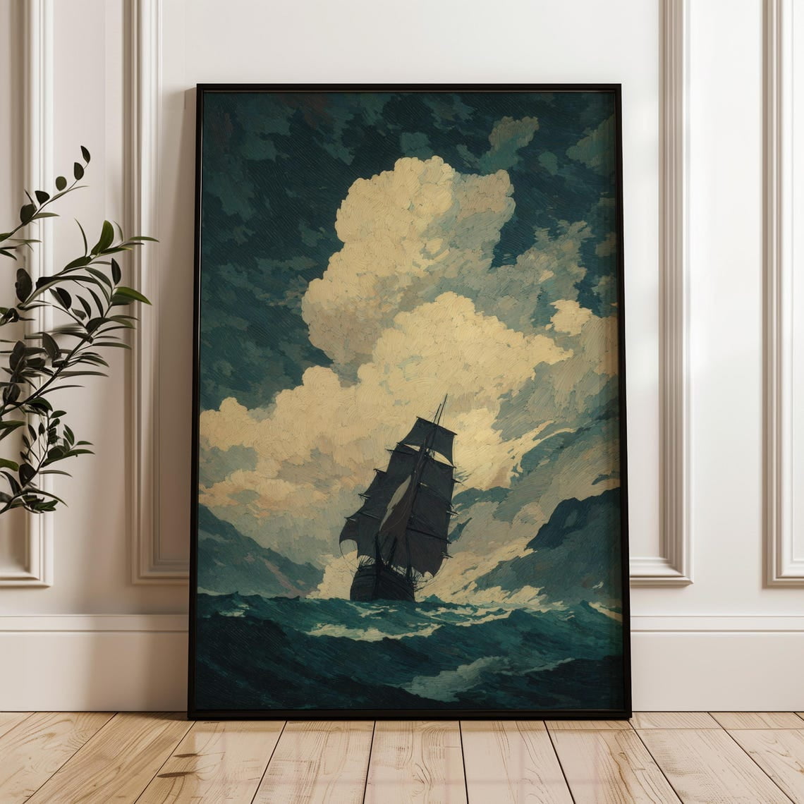 Sailing Ship In Storm Maritime Classic Nautical Poster