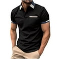 thumbnail image 2 of SGFCWSX Mens Short Sleeve Polo Shirt Chest Pocket Comfortable Slim Fit Casual Golf Shirts for Men Black Size 3XL, 2 of 7