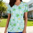 thumbnail image 3 of Perfectbot Women's St. Patrick's Day Scrub Top Shamrock Printed V-Neck Short Sleeve Nursing Uniform, 3 of 6