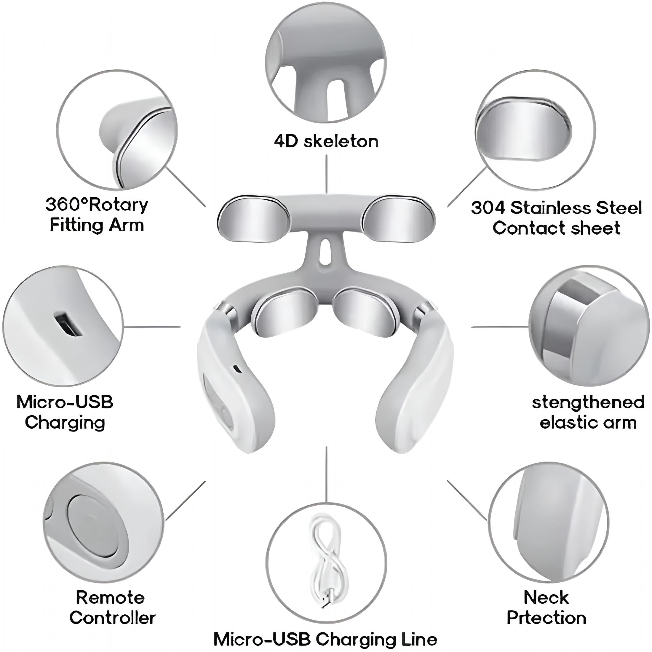OITY Neck Massager with Heat,6 Modes&15 Intensities,Cordless Vagus Nerve Stimulator for Shoulder&Back Relief