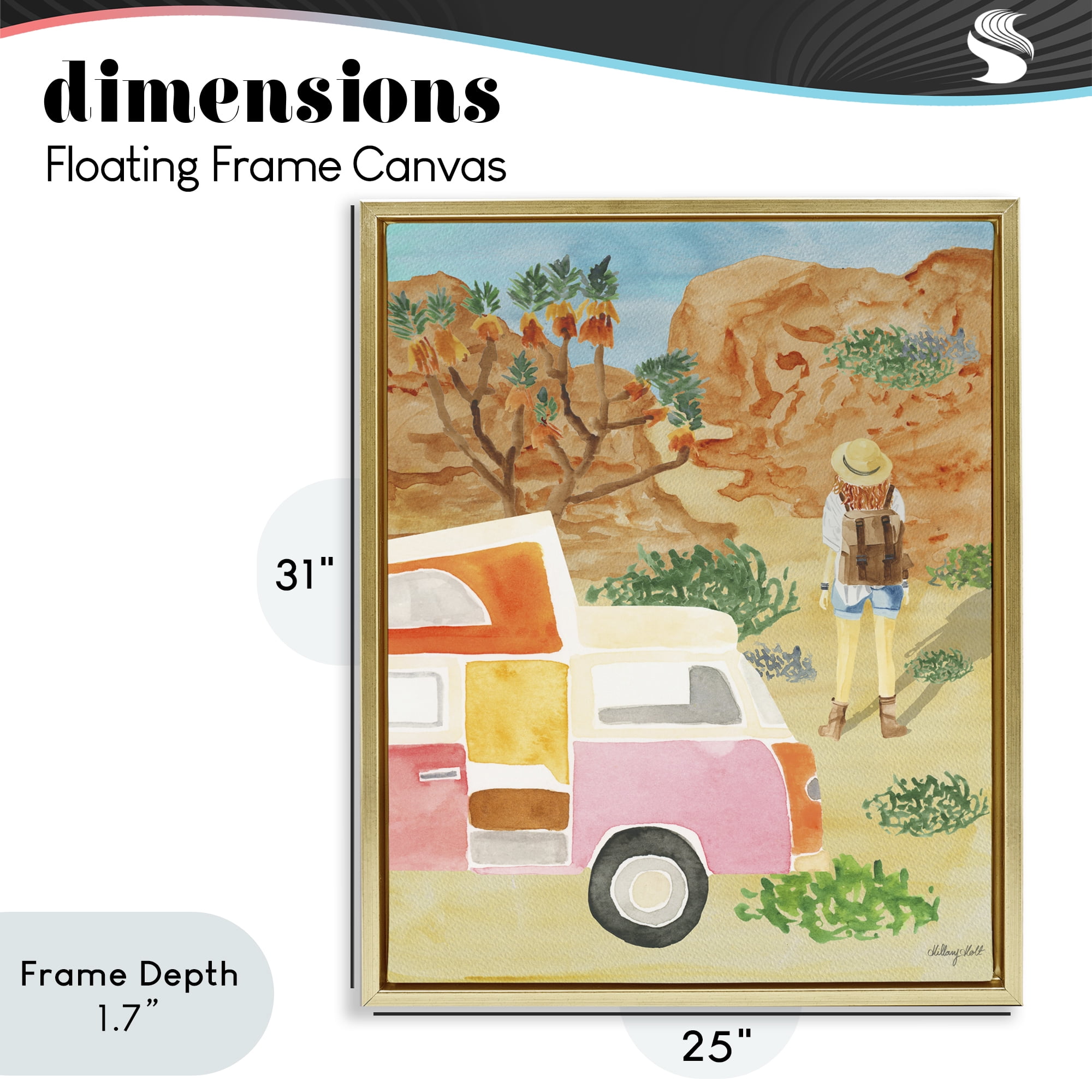 Stupell Industries Mojave Desert Road Trip Gold Framed Floater Canvas Wall Art, design by Hillary Holt