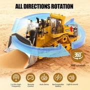 Remote Control Bulldozer Toy, 9-Channel RC Construction Vehicle with 2.4GHz Remote, Lights & Sound Effects, Realistic Engineering Truck Gift for Kids Ages 6+