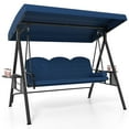 thumbnail image 1 of Costway 3-Seat Patio Swing Chair with Adjustable Canopy Thickened Cushions Pillow Navy, 1 of 10