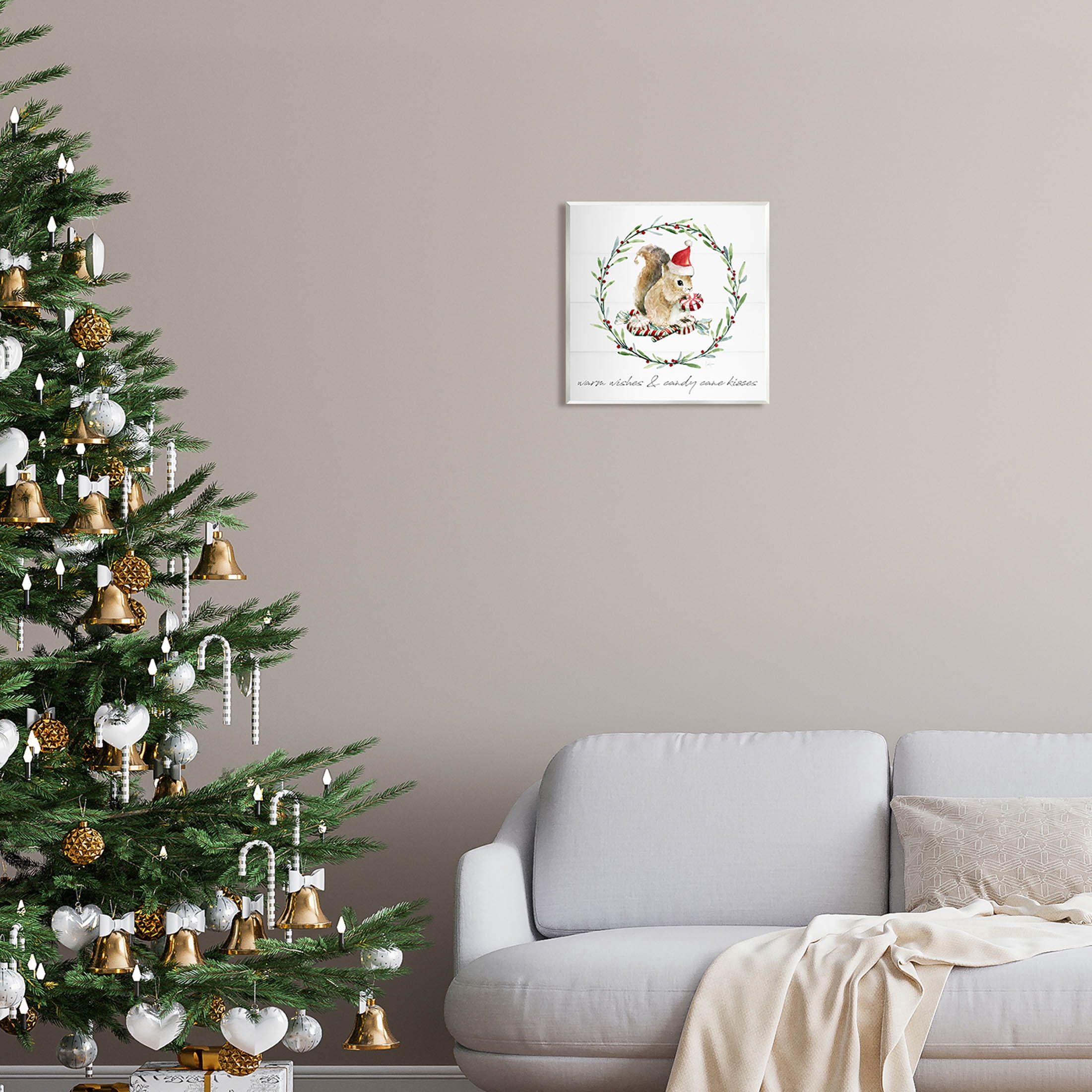 Stupell Industries Warm Wishes & Candy Kisses Phrase Graphic Art Unframed Art Print Wall Art, Design by Livi Finn