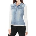 thumbnail image 3 of MODA NOVA Juniors Washed Chest Flap Pockets Single Breasted Denim Vest Jacket, 3 of 4