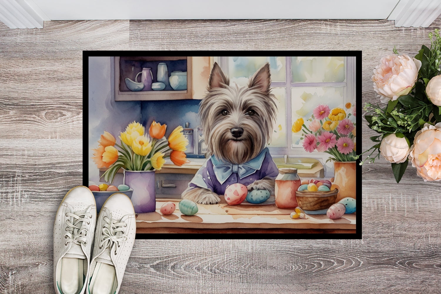 Carolines Treasures DAC6906MAT 18 x 27 in. Decorating Easter Skye Terrier Doormat