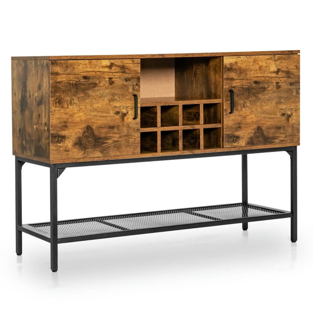 Finihen Kitchen Storage Cabinet, Buffet Sideboard, Industrial Kitchen Buffet Sideboard with Wine Rack and 2 Doors, for Dining Room, Kitchen, Living Room, Rustic Brown Finihen Kitchen Storage Cabinet, Buffet Sideboard, Industrial Kitchen Buffet Sideboard with Wine Rack and 2 Doors, for Dining Room, Kitchen, Living Room, Rustic Brown