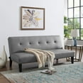 thumbnail image 2 of Naomi Home Button Tufted Futon Sofa Bed, Faux Leather Convertible Sleeper Couch, Gray, 2 of 2