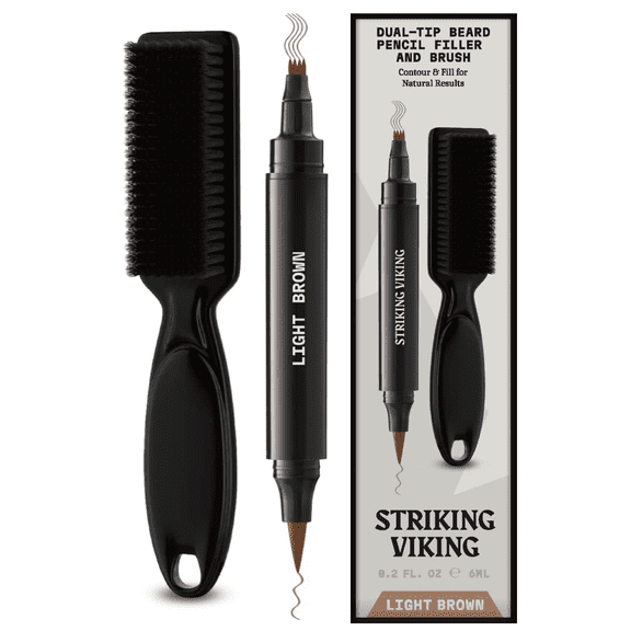 Striking Viking Beard Filler Pen Set Light Brown Dual Tip Beard Makeup with Brush Kit