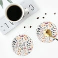thumbnail image 4 of Picia Watercolor Floral Printed Leather Coasters for Drinks, 4" Drink Coasters Set of 4 for Tabletop Protection, Handmade Luxurious Home Décor and Housewarming Gift -Round Shape, 4 of 6
