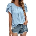 thumbnail image 2 of T-Shirts For Women Sevevn Women's Fashion Short Sleeves Round Neck Solid Color Loose Tops Blouse Knitted Sweater, 2 of 9