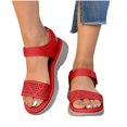 thumbnail image 4 of Wo-Fusoul Women's Casual Sandals, Thick Sole Open Toe Sandals with Adjustable Hook and Loop Closure, Cushioned Footbed for Comfort, Durable Rubber Sole for All Season Use, 4 of 9