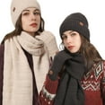 thumbnail image 5 of ZHOGXU Winter Beanie Hat Scarf Gloves Set For Women And Men Thick Caps Long Scarf Touchscreen Gloves Knitted Warm Comfortable Outfits 3 Pack For Daily Wear Beige One Size, 5 of 8