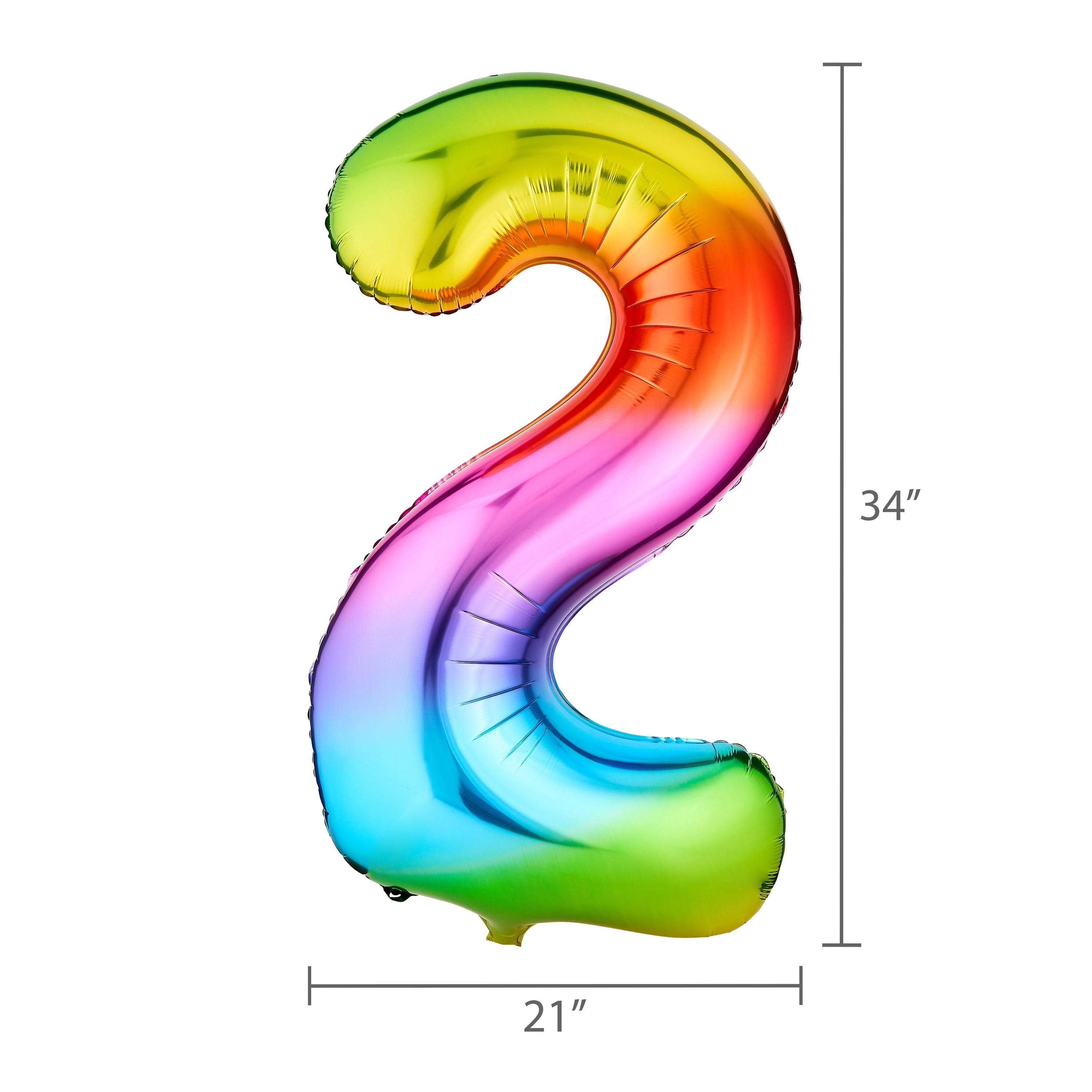 33" Rainbow Number 2 Foil Balloon, by Way To Celebrate