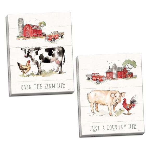 Gango Home Decor Cottage Country Life II & Country Life III by Anne Tavoletti (Ready to Hang); Two 11x14in Hand-Stretched Canvases