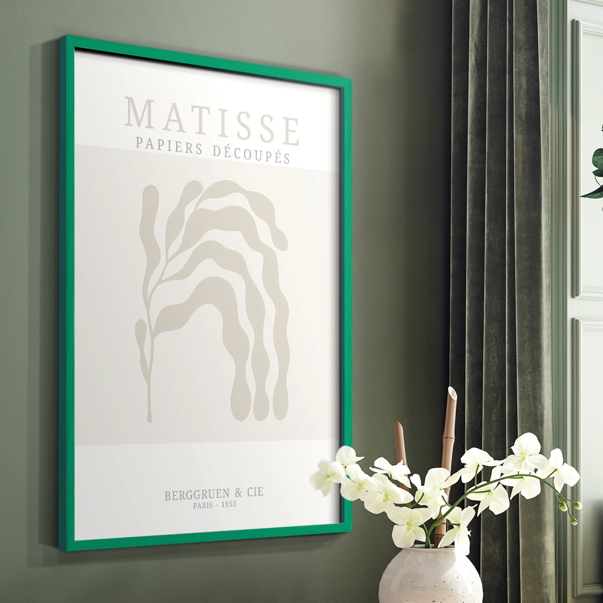 Matisse CDXIX in Green Solid Wood Framed Print No Nail Hanging