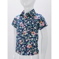 thumbnail image 4 of Raenseen Kids Boys Summer Hawaiian Shirts Floral Print Short Sleeve Button Shirts Tropical Luau Shirts Blouse Tops Type D 8-9, 4 of 7