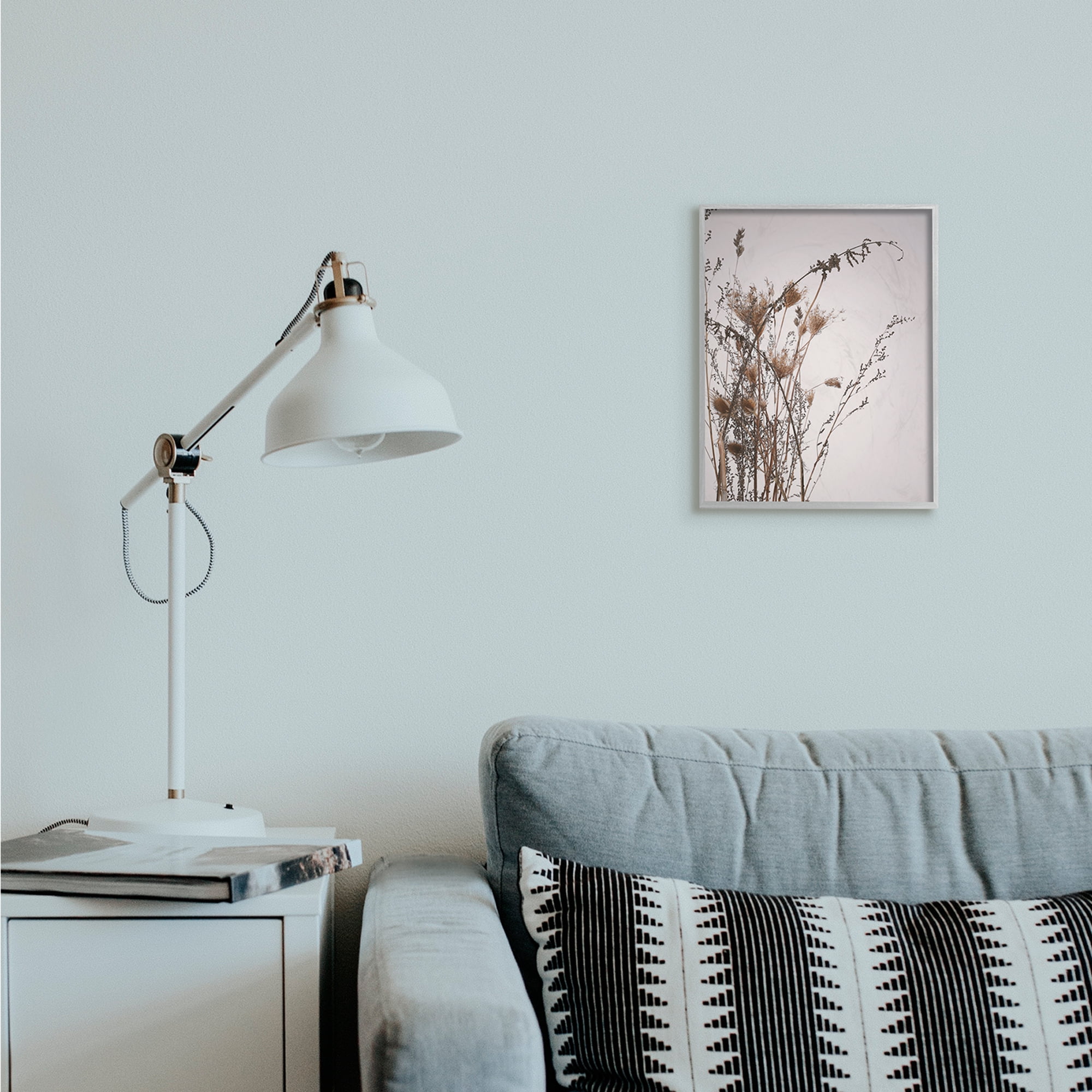 Stupell Industries Autumn Thistles in the Sky Neutral Brown Beige Grey Framed, 11 x 14, Design by Design Fabrikken