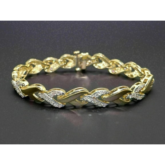 4 Ct Round Cut White Moissanite Women's Tennis Bracelet 14K Yellow Gold Plated