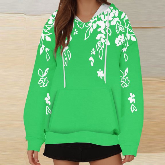 QUINDOS Womens Hoodies Pullover Sweatshirts for Women Casual Long Sleeve Crew Neck Graphic Pullover Tops