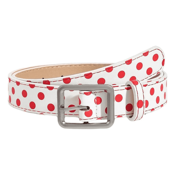 BABOMAREON Women's Belt Vintage Polka Dot Leather Waist Belts