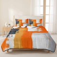 thumbnail image 3 of Twin XL Quilt Set 68''x98'', Burnt Orange Grey Lightweight Summer Bedspread Coverlet Set with 2 Pillow Shams, Modern Oil Painted Art Abstract Breathable All Season Quilt Bedding for Dorm/Guest Room, 3 of 9