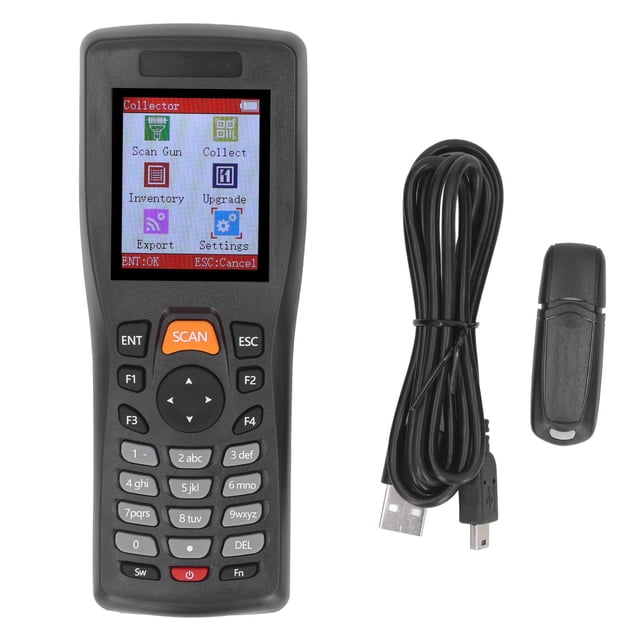 Escáner de código de barras 1D, 2,4 GHz, inalámbrico, recopilador de datos, escáner de inventario portátil, pantalla a color de 2,2 pulgadas