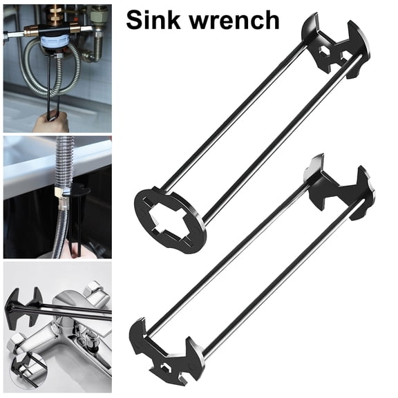 Callipe Multifunctional Sink Wrench Heavy Duty Carbon Steel 360 Degree Rotation Faucet Tool Flexible Plumbing Wrench