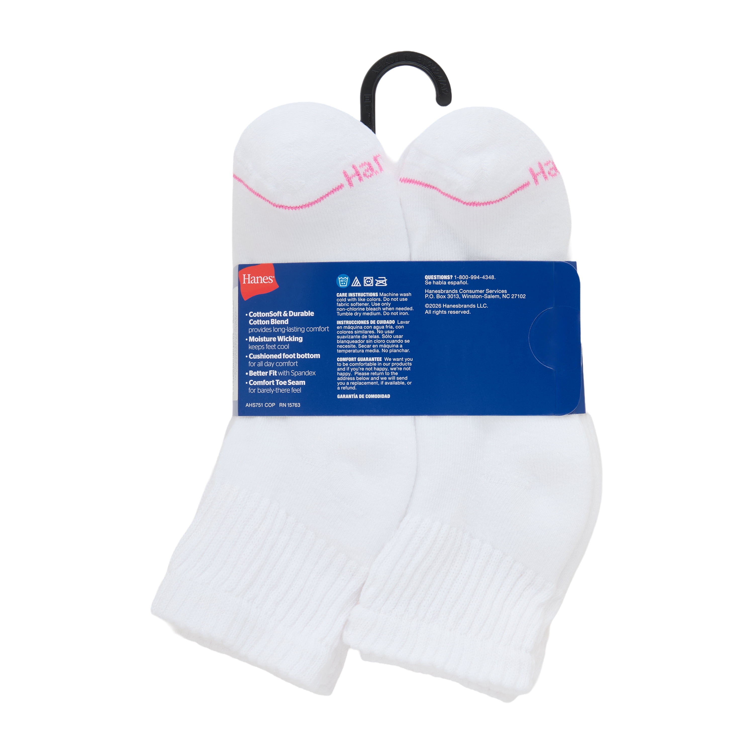 Hanes Womens CottonSoft Ankle Socks, 10-Pack, Size 4-10