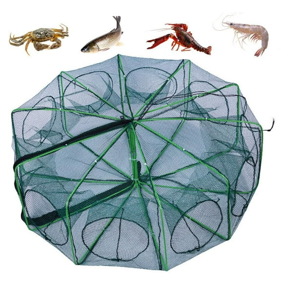 The Magic Foldable Fishing Trap, Auto-Foldable Strengthened Fishing Trap Net Fishing Kit,Fishing Bait Trap Portable Fishing Net for Crab Crayfish Fish Minnow Shrimp (10 Holes)