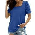thumbnail image 6 of Mittory Tops for Women Summer Casual Ruffle Trim Sleeve Square Neck T Shirts, 6 of 8