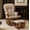 Walnut Wood and Latte Fabric, variant on Suite Bebe Contempo Wooden Nursery Rocking Chair with Ottoman, Baby Nursing Glider Rocker, White/Dove Gray