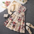 thumbnail image 2 of BOBOGOJP Girls two-piece outfit, white long-sleeved shirt and blue bow dress, toddler princess party dress Beige for Size 11-12 Years, 2 of 4