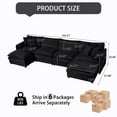 thumbnail image 2 of Modular Sectional Sofa with Oversized Deep Seat & U-Shaped Design, 2 Movable Ottomans, Side Storage Pockets, 4-Seater Chenille Cloud Living Room Couch, Black, 2 of 9