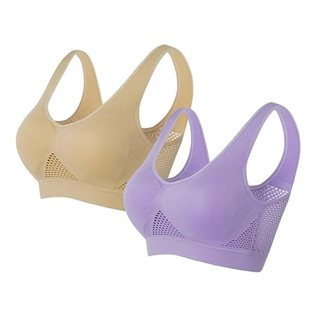 Clearance!Uooqdmx Sports Bras for Women Plus Size Lingerie Sports Bras Comfort Bras Wireless Sleep Yoga Bras with Removable Bandeau Bra Purple(2PC) 4XL