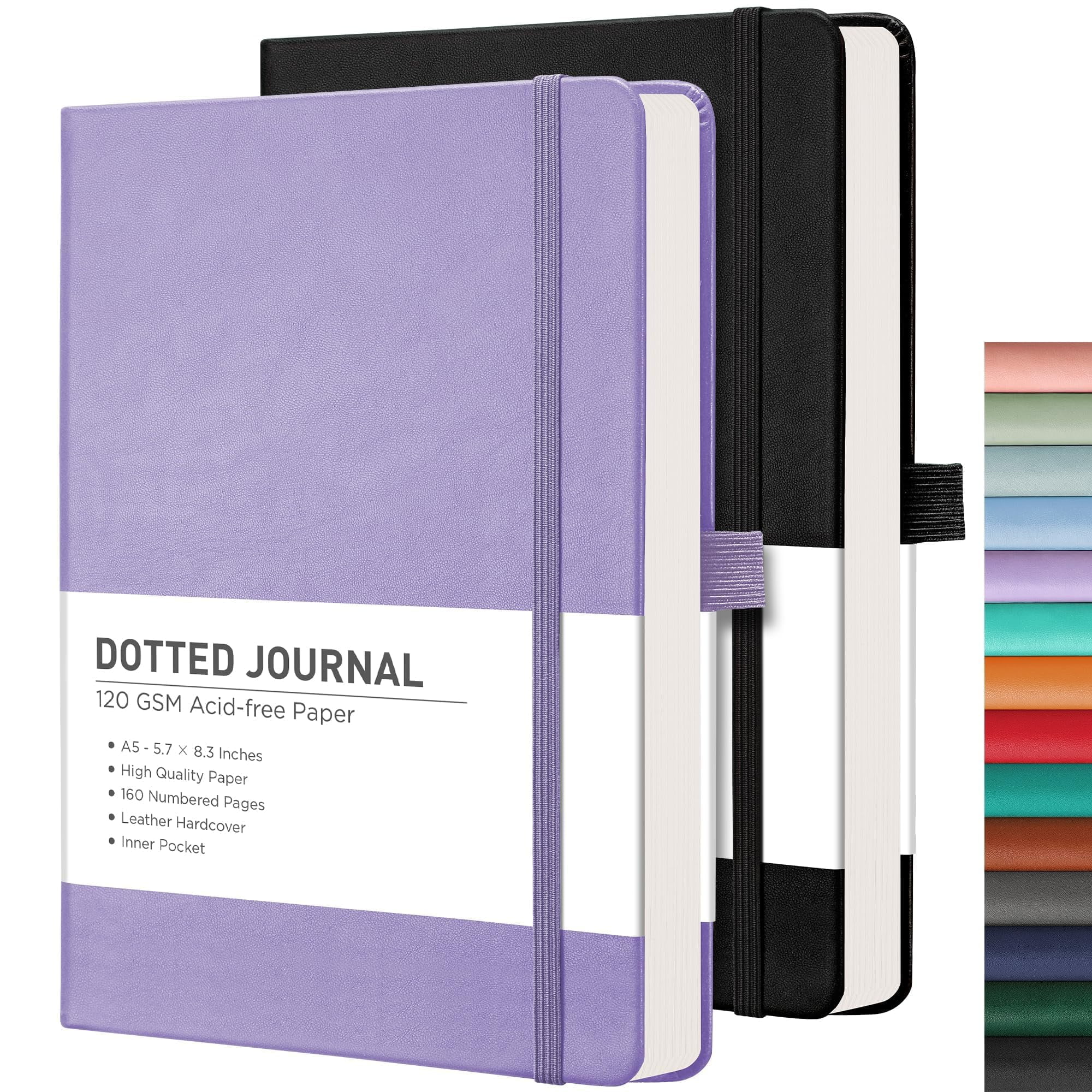 A5 Hardcover Notebook - 8.3x5.7 Inch Grid Journal With PU Leather Cover, 200 Pages