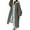 Grey, variant on Women Winter Coat - Fake Two-piece Hooded Colorblock Long Sleeve Loose Knee Length Thick Plush Warm Drawstring Single-breasred Overcoat