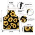 thumbnail image 3 of Black Sunflower Pattern Apron-Garden Aprons for Women with Pockets-Cotton Linen Waterproof Kitchen Cooking Gardening Aprons Adjustable for Kitchen,Cooking,BBQ and Salon 33x27 Inch, 3 of 7