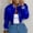 Blue, variant on Women Cropped Faux Leather Varsity Baseball Bomber Jacket Long Sleeve Button Down Casual Fall Streetwear Outerwear Coffee S