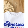 thumbnail image 4 of Bagilaanoe 4th of July Clothes for Toddler Baby Boys Girls Short Sleeve Letter Print T-shirt Tops + Shorts 6M 12M 18M 24M 3T Kids Independence Day Outfits 2pcs Short Pants Set, 4 of 7