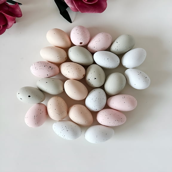 BESTSKY 24pcs Plastic Mini Easter Eggs Speckled Pastel Easter Bird Eggs Decoration for DIY Crafts Party Decorations Photo Props