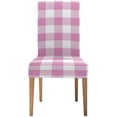 thumbnail image 2 of ZHANZZK Pink Plaid Stretch Chair Cover Protector Seat Slipcover for Dining Room Hotel Wedding Party Set of 4, 2 of 6