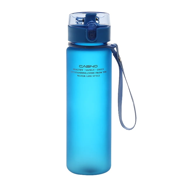 Cateissary 1 taza de agua de plástico para exteriores, taza para deportes acuáticos con jugo frío, taza de agua portátil con cuerda de leche, taza de Teteras azul 400ML Cateissary HA004187-04