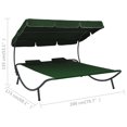 thumbnail image 4 of vidaXL Outdoor Lounge Bed with Canopy and Pillows Green, 4 of 5