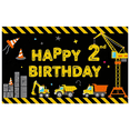 thumbnail image 3 of Construction Themed Happy 2 Birthday Banner Backdrop Decoration for Birthday Party Photography Props Party Supplies Background Decor, 3 of 7