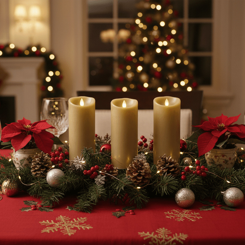 Luminara 3-Piece Flameless 8.5" Pillar Candles with Remote (Sage)