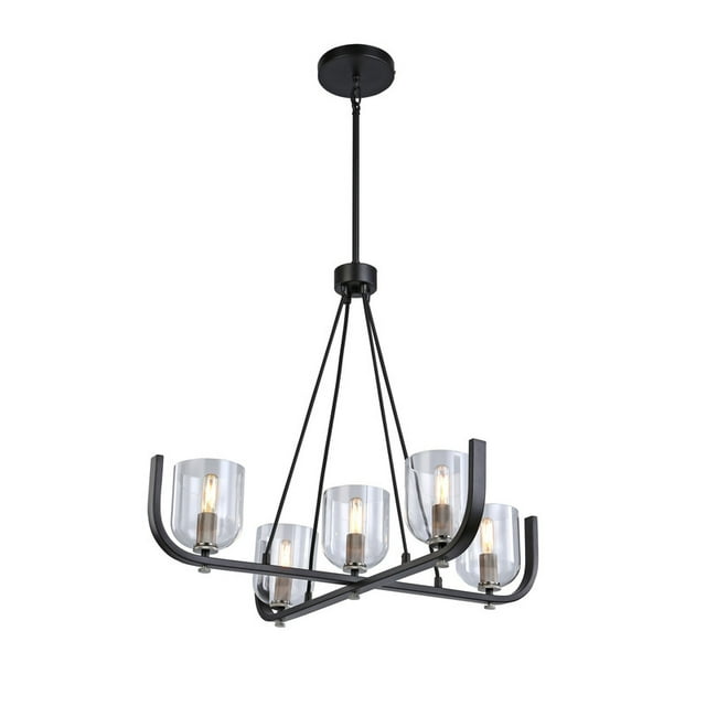 Cheshire Collection Lustre 5 Lumières, Noir & Nickel
